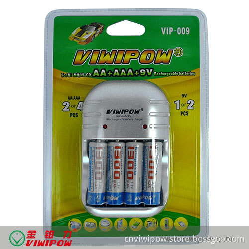 9V Ni-MH & Li-ion AAA Battery Universal Charger (VIP-C009)